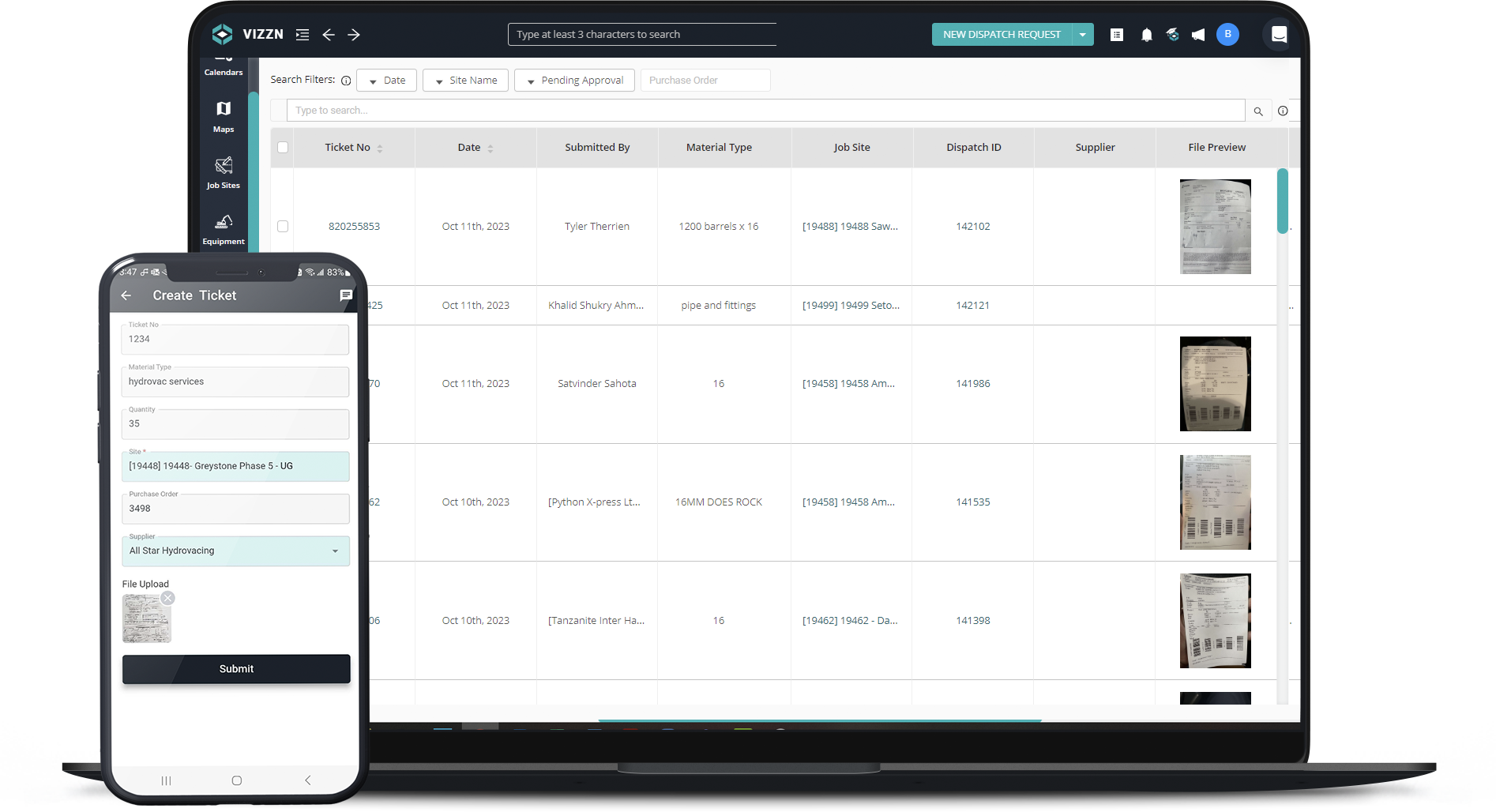 Screenshot of Vizzn application