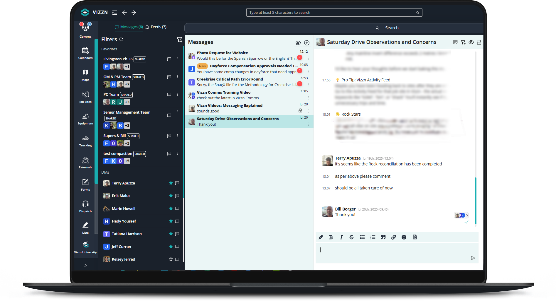 Screenshot of Vizzn application