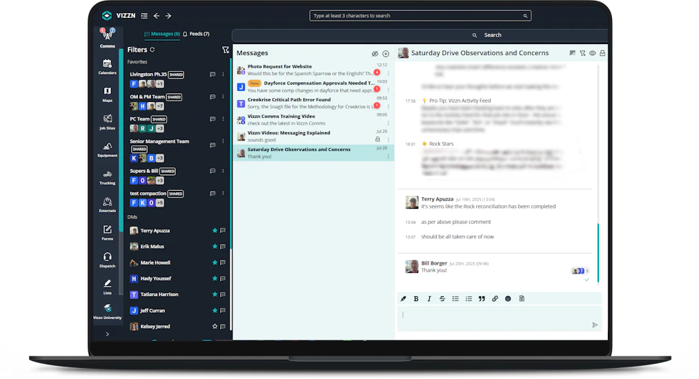 Screenshot of Vizzn application